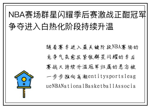 NBA赛场群星闪耀季后赛激战正酣冠军争夺进入白热化阶段持续升温